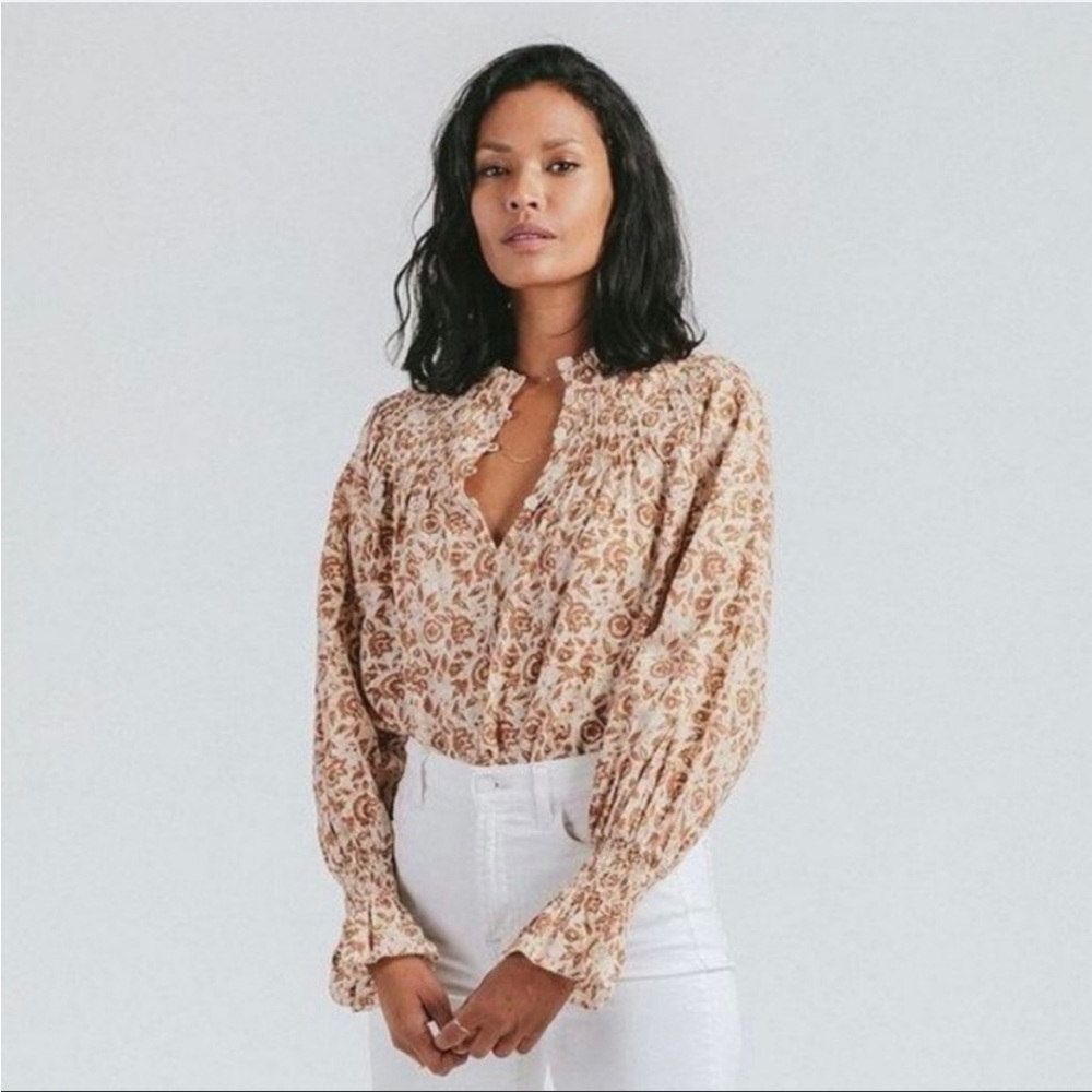 Cleobella Reza Tamil Block Print Blouse